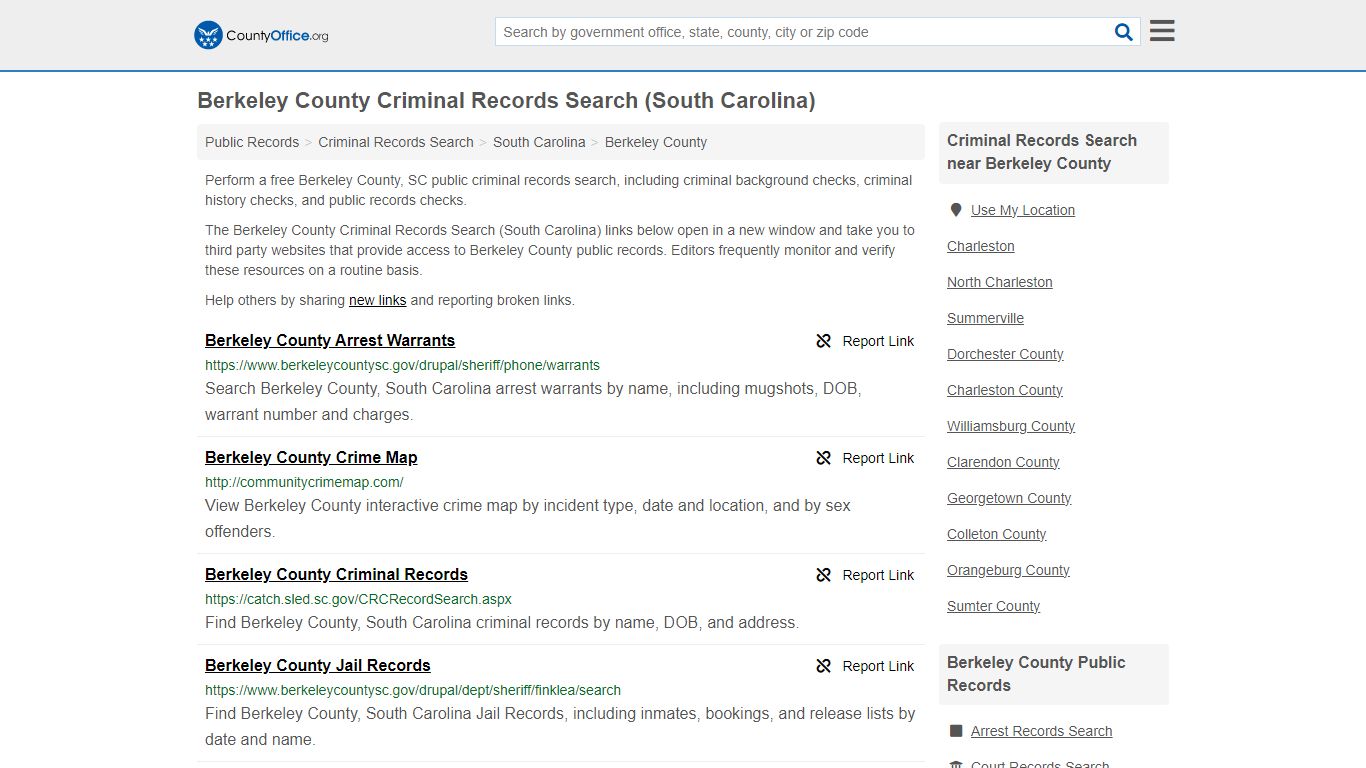 Berkeley County Criminal Records Search (South Carolina)